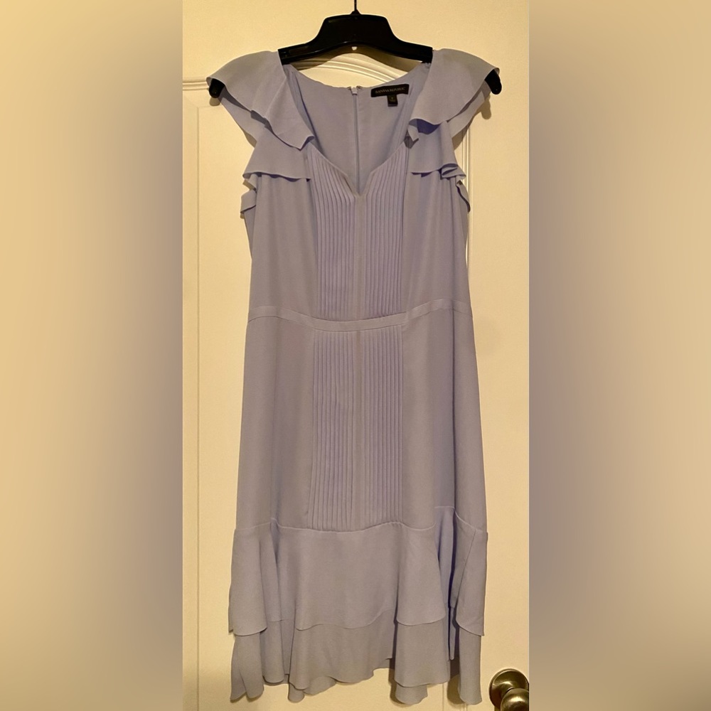 Light blue Banana Republic pleated flutter sleeve dress